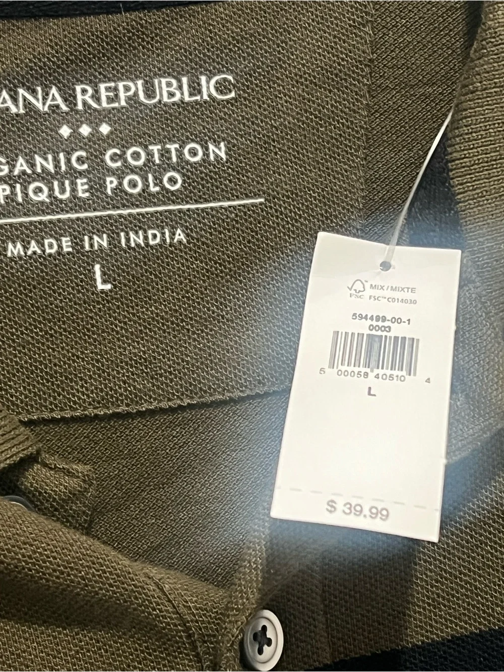 Banana Republic Grey and Olive Colorblock Polo